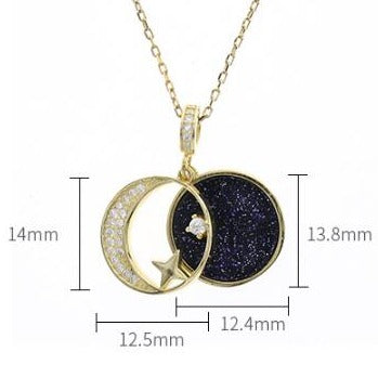 Collier de cour de nuit croissant de lune et étoile