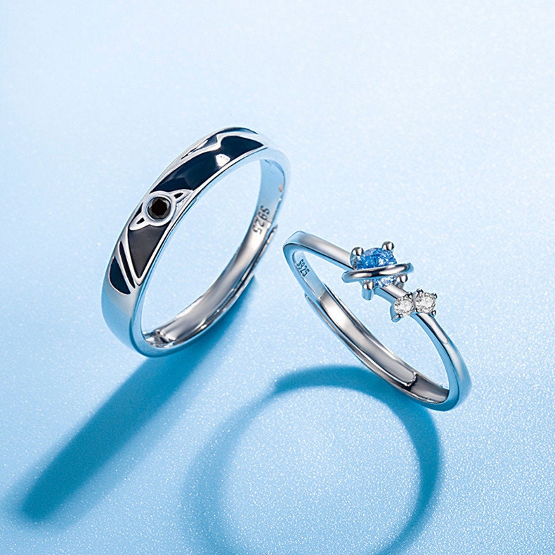 Blaue Zirkon Planeten Paar Ringe