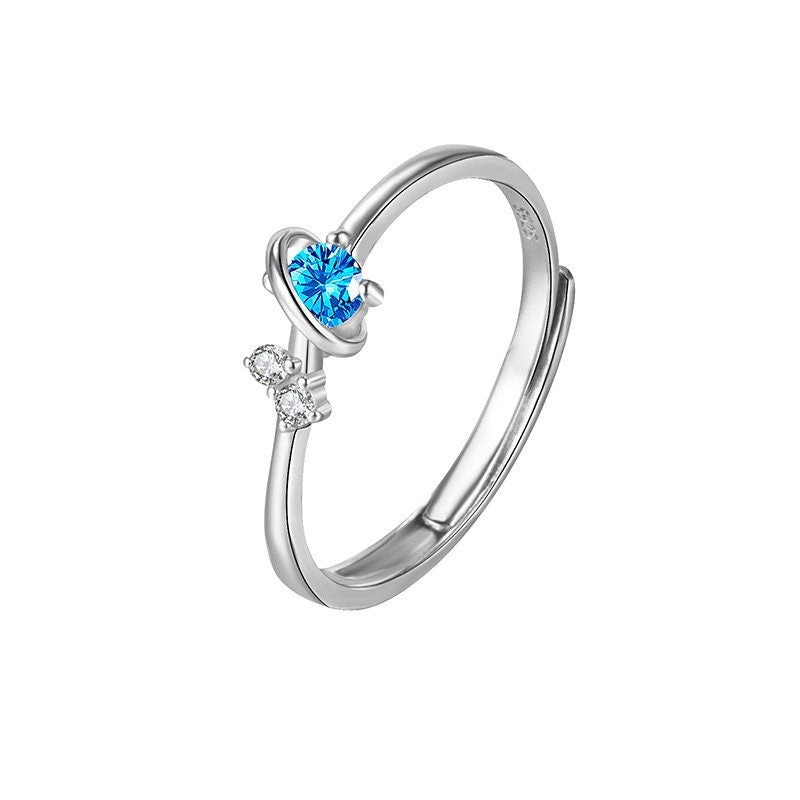 Blaue Zirkon Planeten Paar Ringe