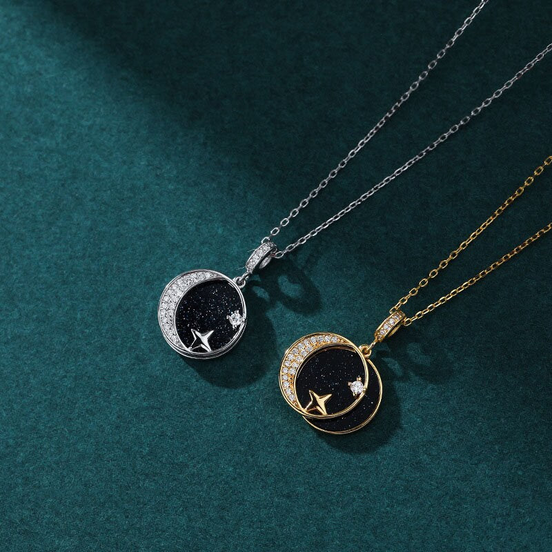 Collier de cour de nuit croissant de lune et étoile