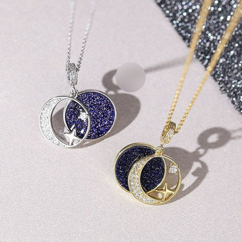 Collier de cour de nuit croissant de lune et étoile