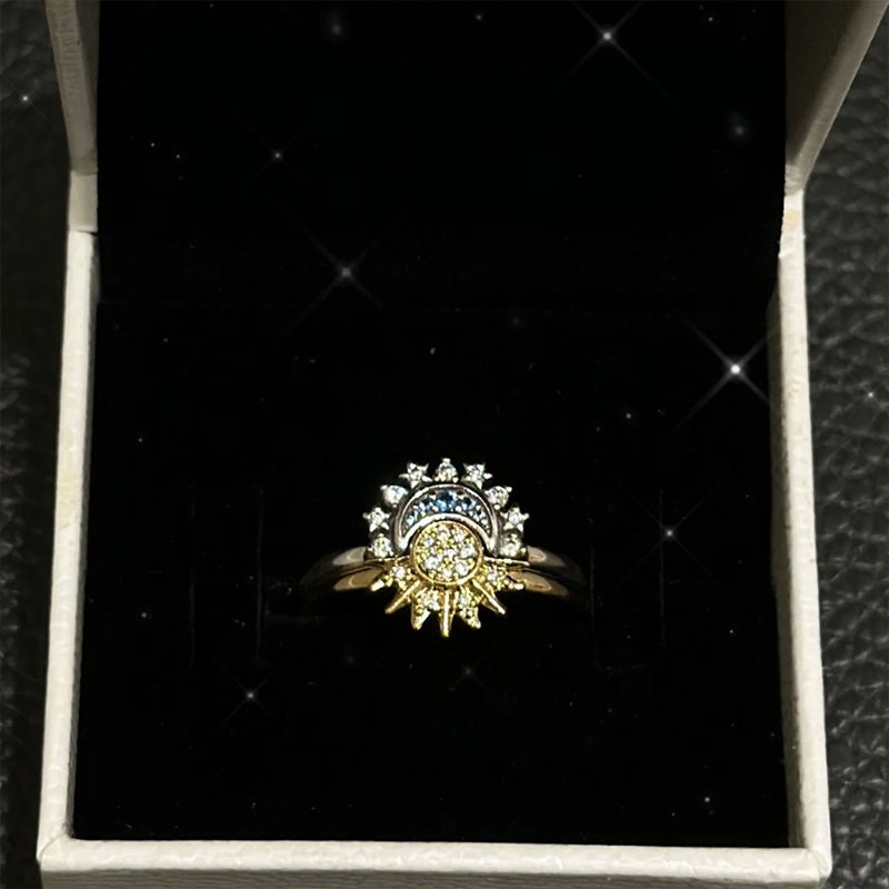 Himmlisches Sonnen- und Mondring-Set