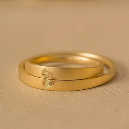 Engraved Gold Matching Heart Rings