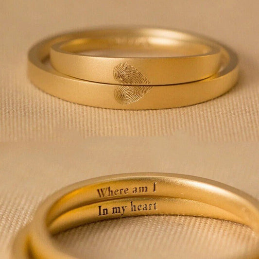 Engraved Gold Matching Heart Rings