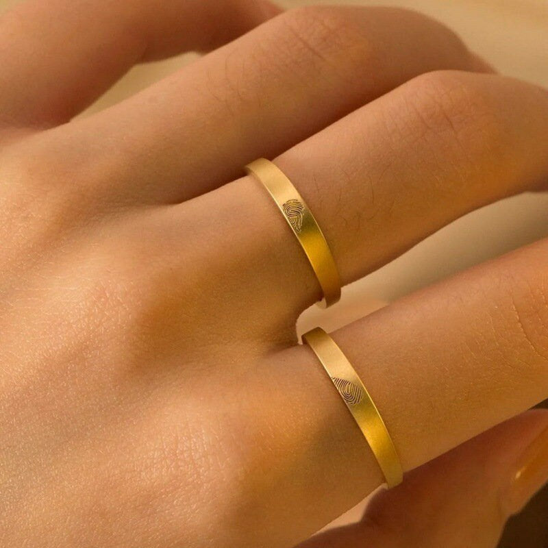 Engraved Gold Matching Heart Rings