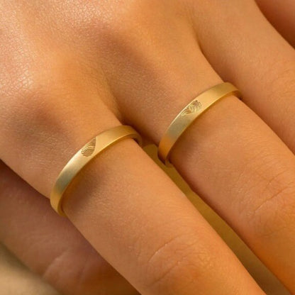 Engraved Gold Matching Heart Rings