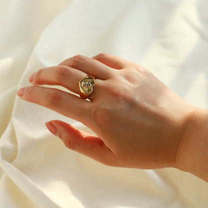 18k Gold Filled Angel Signet Ring