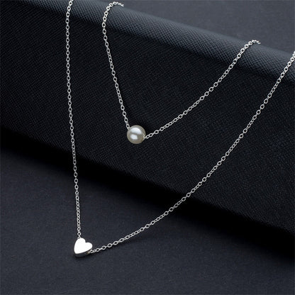 Pearl & Love Heart Layered Necklace