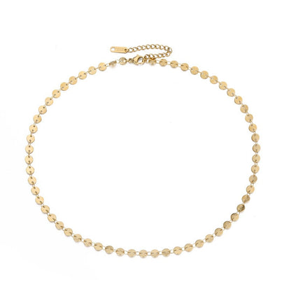 Gold Disc Choker Necklace