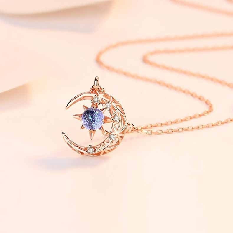 Silver Night Court Moon & Star Necklace