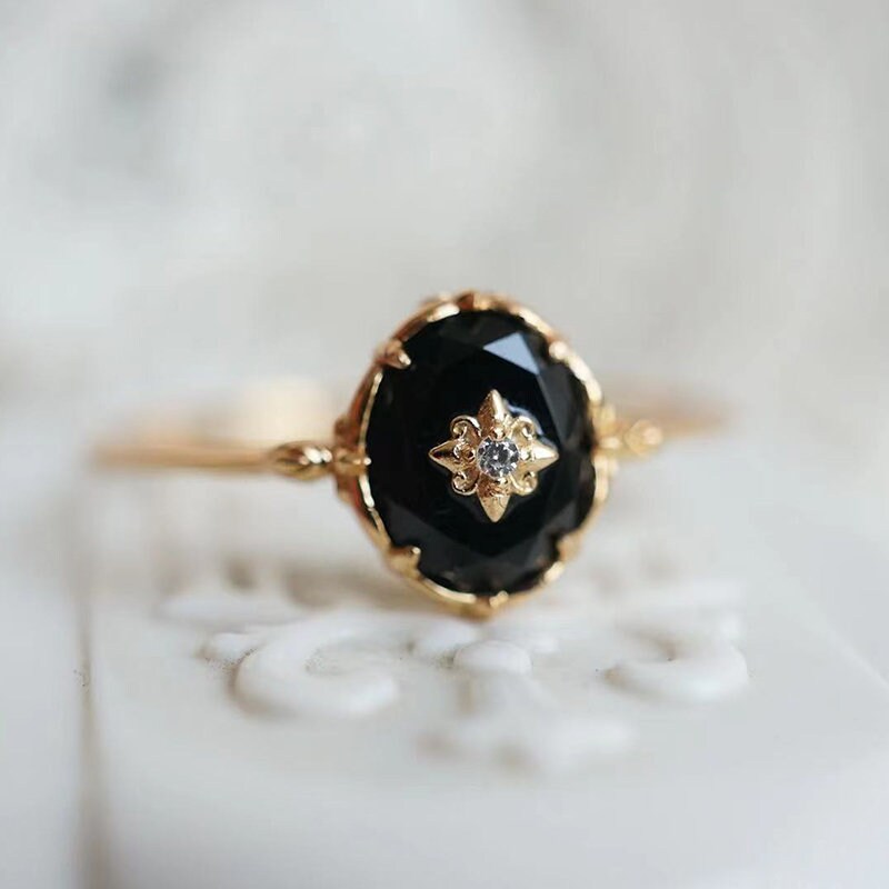 Dainty Black Onyx Ring