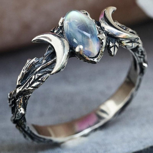 Double Crescent Moonstone Ring