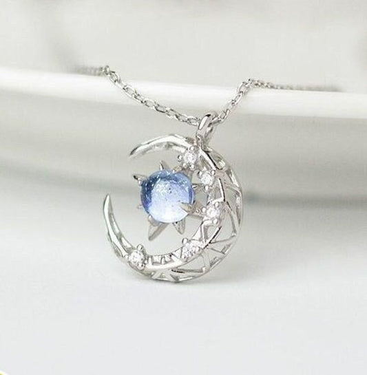 Silver Night Court Moon & Star Necklace