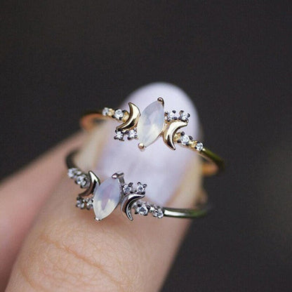 Double Crescent Moonstone Ring